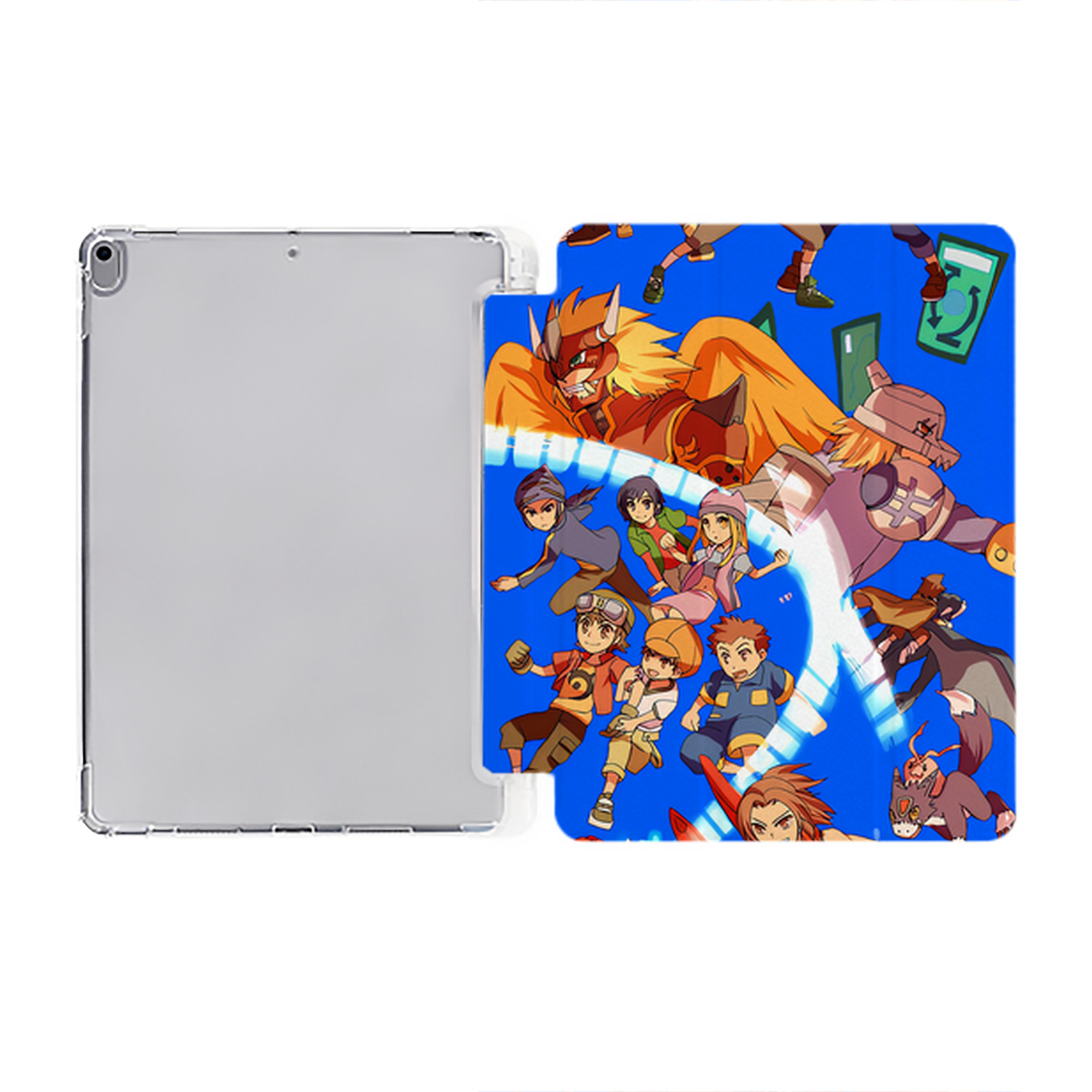 （画像用） Digimon デジタルモンスター/デジモン IPad ケース ペン収納付き 三つ折りスタンド PUレザー×シリコン 対応機種9.5/10.5/10.9インチ